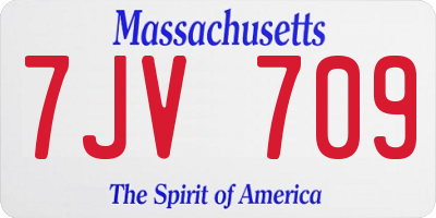 MA license plate 7JV709