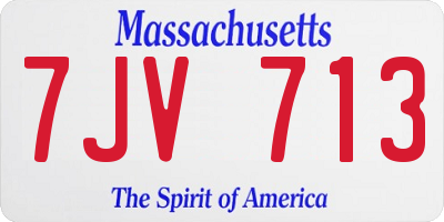MA license plate 7JV713
