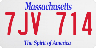 MA license plate 7JV714