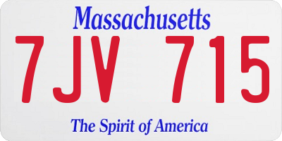 MA license plate 7JV715