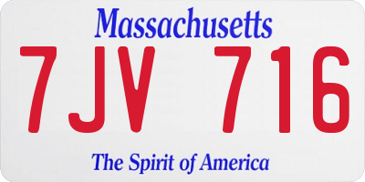 MA license plate 7JV716