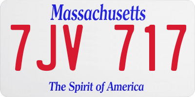MA license plate 7JV717