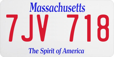 MA license plate 7JV718