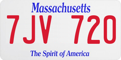 MA license plate 7JV720
