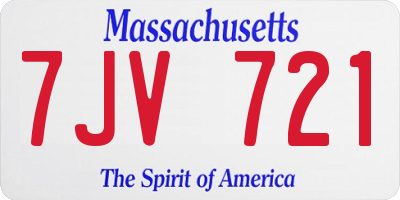 MA license plate 7JV721