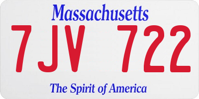MA license plate 7JV722