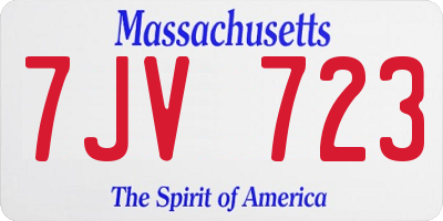 MA license plate 7JV723
