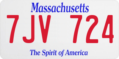 MA license plate 7JV724