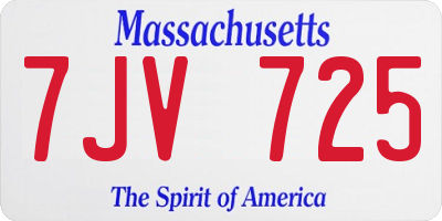 MA license plate 7JV725