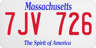MA license plate 7JV726