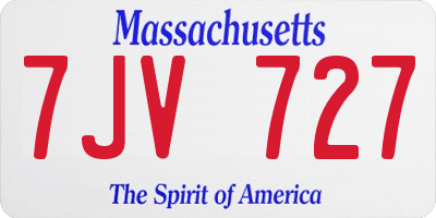 MA license plate 7JV727