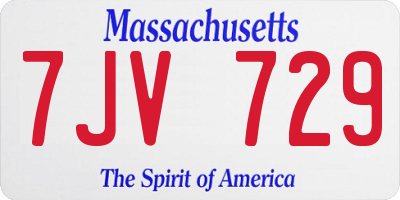 MA license plate 7JV729