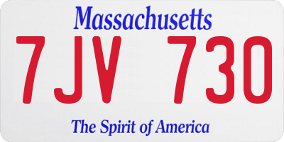 MA license plate 7JV730