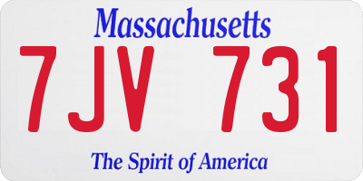 MA license plate 7JV731
