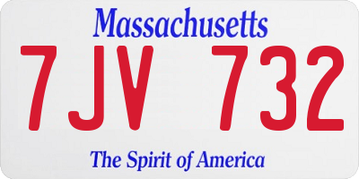 MA license plate 7JV732