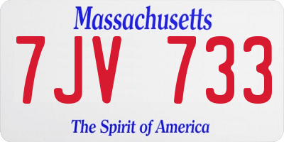 MA license plate 7JV733