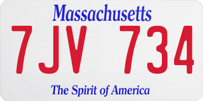 MA license plate 7JV734