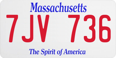 MA license plate 7JV736
