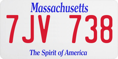 MA license plate 7JV738