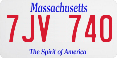 MA license plate 7JV740
