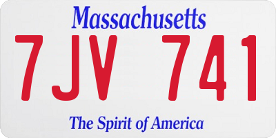 MA license plate 7JV741