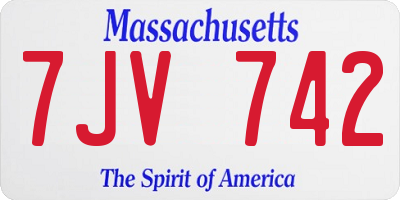 MA license plate 7JV742