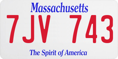 MA license plate 7JV743