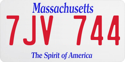 MA license plate 7JV744