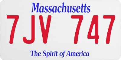 MA license plate 7JV747