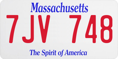 MA license plate 7JV748