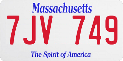 MA license plate 7JV749