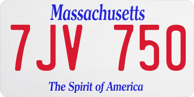 MA license plate 7JV750