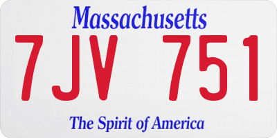 MA license plate 7JV751