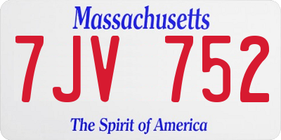 MA license plate 7JV752