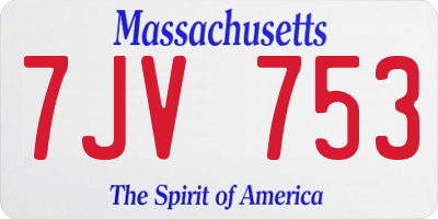 MA license plate 7JV753