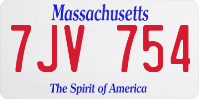 MA license plate 7JV754