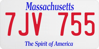 MA license plate 7JV755