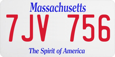 MA license plate 7JV756