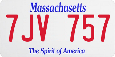 MA license plate 7JV757