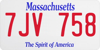 MA license plate 7JV758