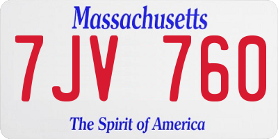 MA license plate 7JV760
