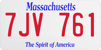 MA license plate 7JV761