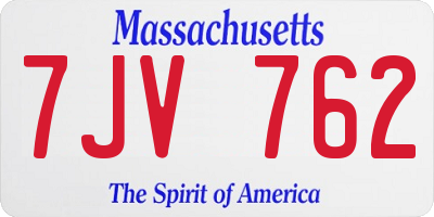 MA license plate 7JV762