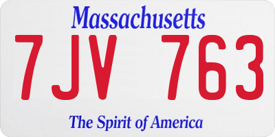 MA license plate 7JV763