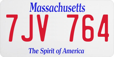 MA license plate 7JV764