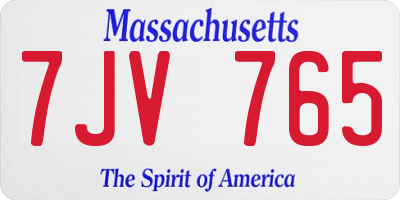 MA license plate 7JV765