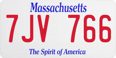 MA license plate 7JV766