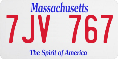 MA license plate 7JV767