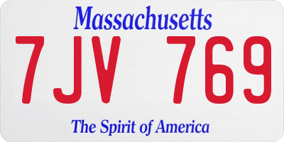 MA license plate 7JV769