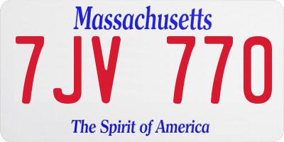 MA license plate 7JV770